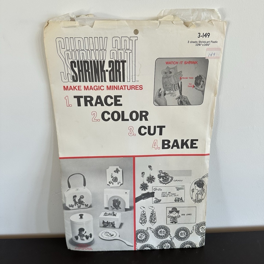 New VTG Shrink Art Shrinky Plastic Crafts Artis Incorporated‎ Original 3 Sheet